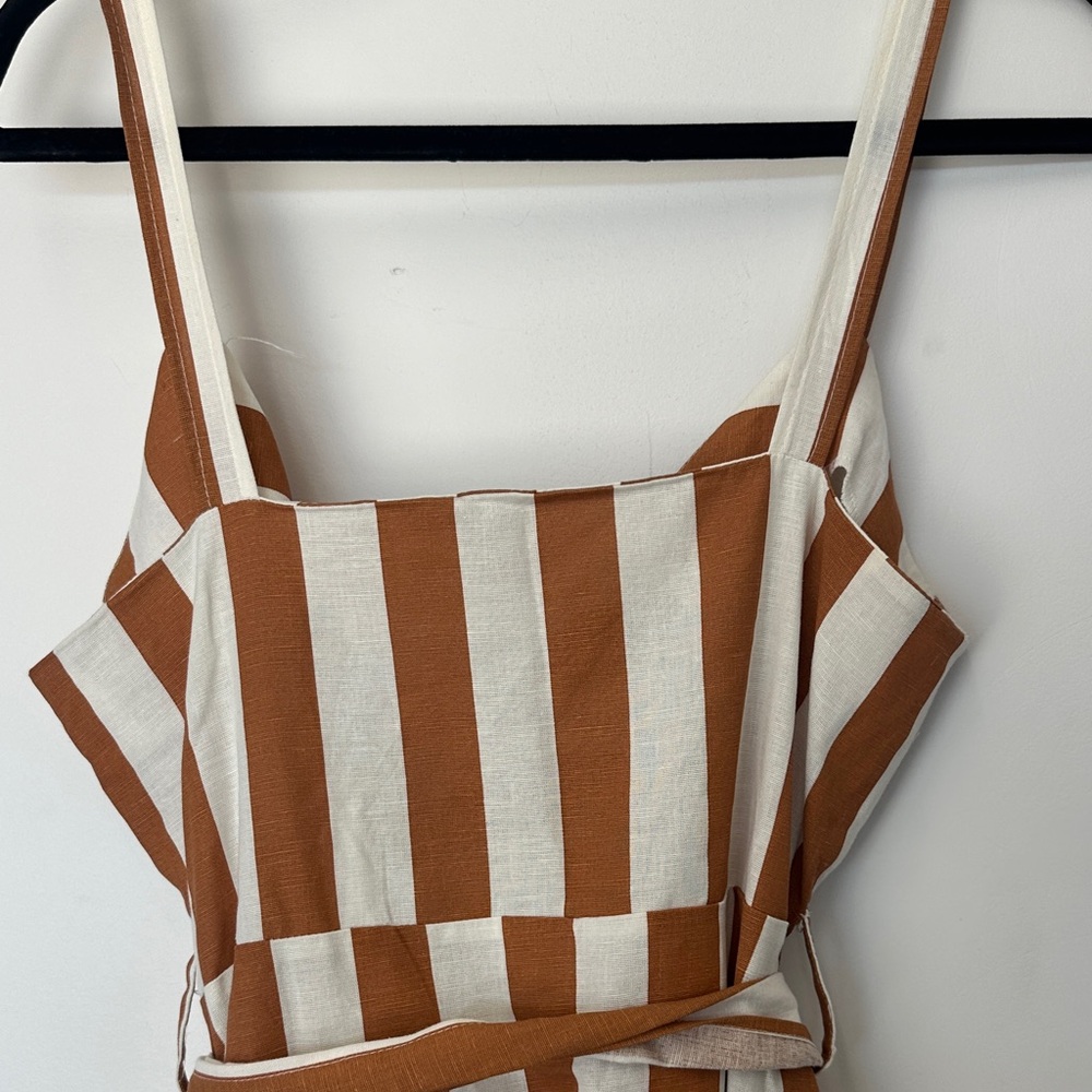 ASOS Brown and White Striped Midi wrap Dress 8 - Picture 9 of 9